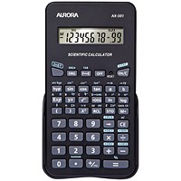 Aurora AX-501 Scientific Calculator 131 Functions with Slide On Case Black AX501