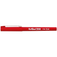 Artline 200 Fineliner, Red, Pack of 12