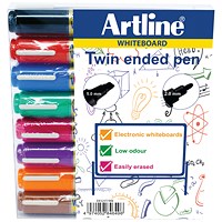 Artline 2-in-1 Whiteboard Marker Bullet/Chisel Tip Assorted (Pack of 8)