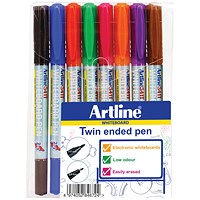 Artline 2-in-1 Whiteboard Marker, Fine/Superfine, Assorted, Pack of 8