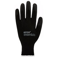 Arco Essentials Black PU-Coated Nylon Work Gloves Pairs 9 (Pack of 12)