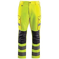 Arco Hi-Vis Cargo Trousers with Kneepad Pockets, Yellow, 32R