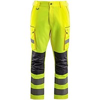 Arco Hi-Vis Cargo Trousers with Kneepad Pockets, Yellow, 38R