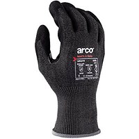 Arco Responsible 15g Cut E Sandy Foam Nitrile Gloves, Black, Size 8