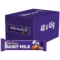 Cadbury Dairy Milk Chocolate Bar, 45g, Pack of 48 Cadbury Dairy Milk Chocolate Bar, 45g, Pack of 48