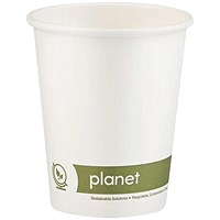 Planet Single Wall Plastic-Free Cups, 227ml, White, Pack of 50