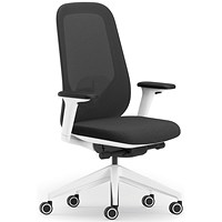 Atelier B22 White Frame Mesh Task Chair, Height Adjustable Arms, Black