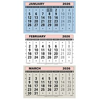 At-A-Glance 2026 3 Monthly Calendar, 300x595mm