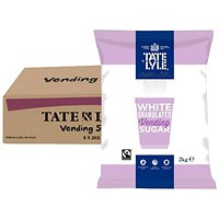 Tate & Lyle White Granulated Vending Sugar Bag, 2kg, Pack of 6