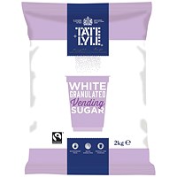 Tate & Lyle White Granulated Vending Sugar Bag, 2kg, Pack of 6