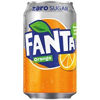 Fanta Orange Zero Cans 330ml - Pack of 24