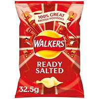 Walkers Ready Salted Crisps, 32.5g, Pack of 32