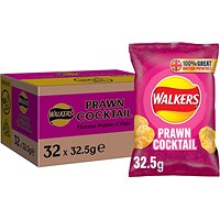 Walkers Prawn Cocktail Crisps, 32.5g, Pack of 32