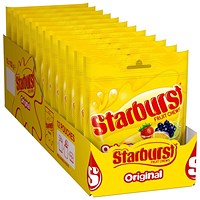 Starburst Chewy Sweets Fruit Flavour Pouch Bag, 138g, Pack of 12