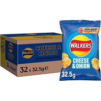 Walkers Cheese & Onion Crisps, 32.5g, Pack of 32