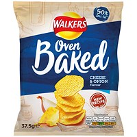 Walkers Oven Baked Cheese & Onion Crisps, 37.5g, Pack of 32