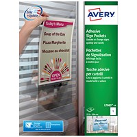 Avery L7083-10 Adhesive A4 Sign Pockets, Transparent, Pack of 10 Avery L7083-10 Adhesive A4 Sign Pockets, Transparent, Pack of 10