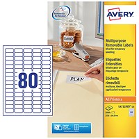 Avery L4732REV-25 Laser Labels, 80 Per Sheet, 35.6x16.9mm, White, 2000 Labels