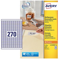 Avery L4730REV-25 Laser Labels, 270 Per Sheet, 17.8 x 10mm, White, 6750 Labels