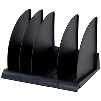 Avery DTR Book Rack with 4 Base Sections & 5 Dividers, W372xD275xH260mm, Black
