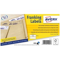 Avery FL01 Franking Labels, 2 per Sheet, 140x38mm, White, 1000 Labels