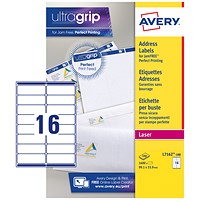 Avery L7162-100 Laser Labels, 16 Per Sheet, 99.1x33.9mm, White, 1600 Labels Avery L7162-100 Laser Labels, 16 Per Sheet, 99.1x33.9mm, White, 1600 Labels