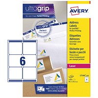 Avery L7166-250 Laser Labels, 6 Per Sheet, 99.1x93.1mm, White, 1500 Labels Avery L7166-250 Laser Labels, 6 Per Sheet, 99.1x93.1mm, White, 1500 Labels