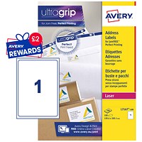 Avery L7167-100 Laser Labels, 1 Per Sheet, 199.6x289.1mm, White, 100 Labels