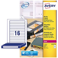 Avery Laser Media Labels for Video Spine, 16 per Sheet, 145x17mm, L7674-25, 400 Labels