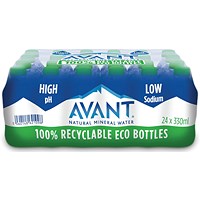Avant Natural Mineral Water, Plastic Bottles, 330ml, Pack of 24