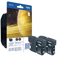 Brother LC1100BKBP2 Black Inkjet Cartridges (Twin Pack)