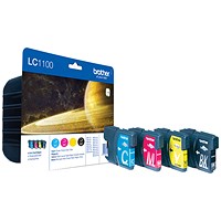 Brother LC1100VALBP Inkjet Cartridge Value Pack - Black, Cyan, Magenta and Yellow (4 Cartridges)