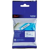 Brother P-Touch M-K233BZ Label Tape, Blue on White, 12mmx8m