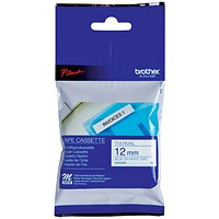 Brother P-Touch M-K233BZ Label Tape, Blue on White, 12mmx8m Brother P-Touch M-K233BZ Label Tape, Blue on White, 12mmx8m