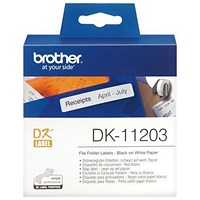 Brother DK-11203 Standard Address Label, Black on White, 17x87mm, White, Roll of 300