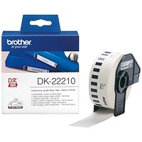 Brother DK-22210 Paper Label Tape, Black on White, 29mmx30.5m Brother DK-22210 Paper Label Tape, Black on White, 29mmx30.5m