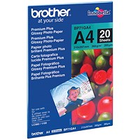 Brother A4 Premium Plus Photo Paper, Glossy, 260gsm, Pack of 20