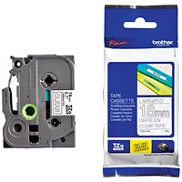 Brother P-Touch Tze-145 Laminated Tape Cassette, White on Clear, 18mm x 8m