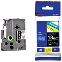 Brother P-Touch TZe-345 Label Tape, White on Black, 18mmx8m