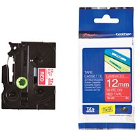 Brother P-Touch TZe-435 Label Tape, White on Red, 12mmx8m Brother P-Touch TZe-435 Label Tape, White on Red, 12mmx8m