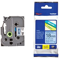 Brother P-Touch TZe-541 Label Tape, Black on Blue, 18mmx8m