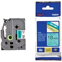Brother P-Touch TZe-741 Label Tape, Black on Green, 18mmx8m