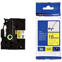 Brother P-Touch TZe-FX641 Flexible ID Label Tape, Black on Yellow, 18mmx8m