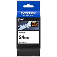 Brother P-Touch STe-151 Stencil Tape, Black on Clear, 24mmx3m