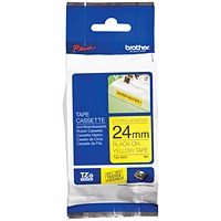 Brother P-Touch TZe-S651 Label Tape, Black on Yellow, 24mmx8m