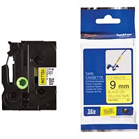 Brother P-Touch TZe-FX621 Flexible ID Label Tape, Black on Yellow, 9mmx8m
