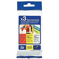 Brother P-Touch TZe-31M3 Multipack( TZe-431, TZe-631 and TZe-231) Label Tape, Black on Red, Black on Yellow and Black on White, 12mmx8m, Pack of 3