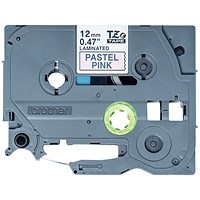 Brother P-Touch TZe-MQE31 Label Tape, Black on Pastel Pink, 12mmx4m Brother P-Touch TZe-MQE31 Label Tape, Black on Pastel Pink, 12mmx4m