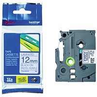 Brother P-Touch TZe-MQF31 Label Tape, Black On Pastel Purple, 12mmx4m