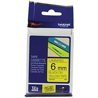 Brother P-Touch 6mm Black on Yellow TZE611 Labelling Tape TZE611